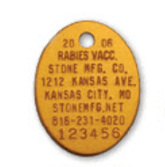 Orange oval rabies tag